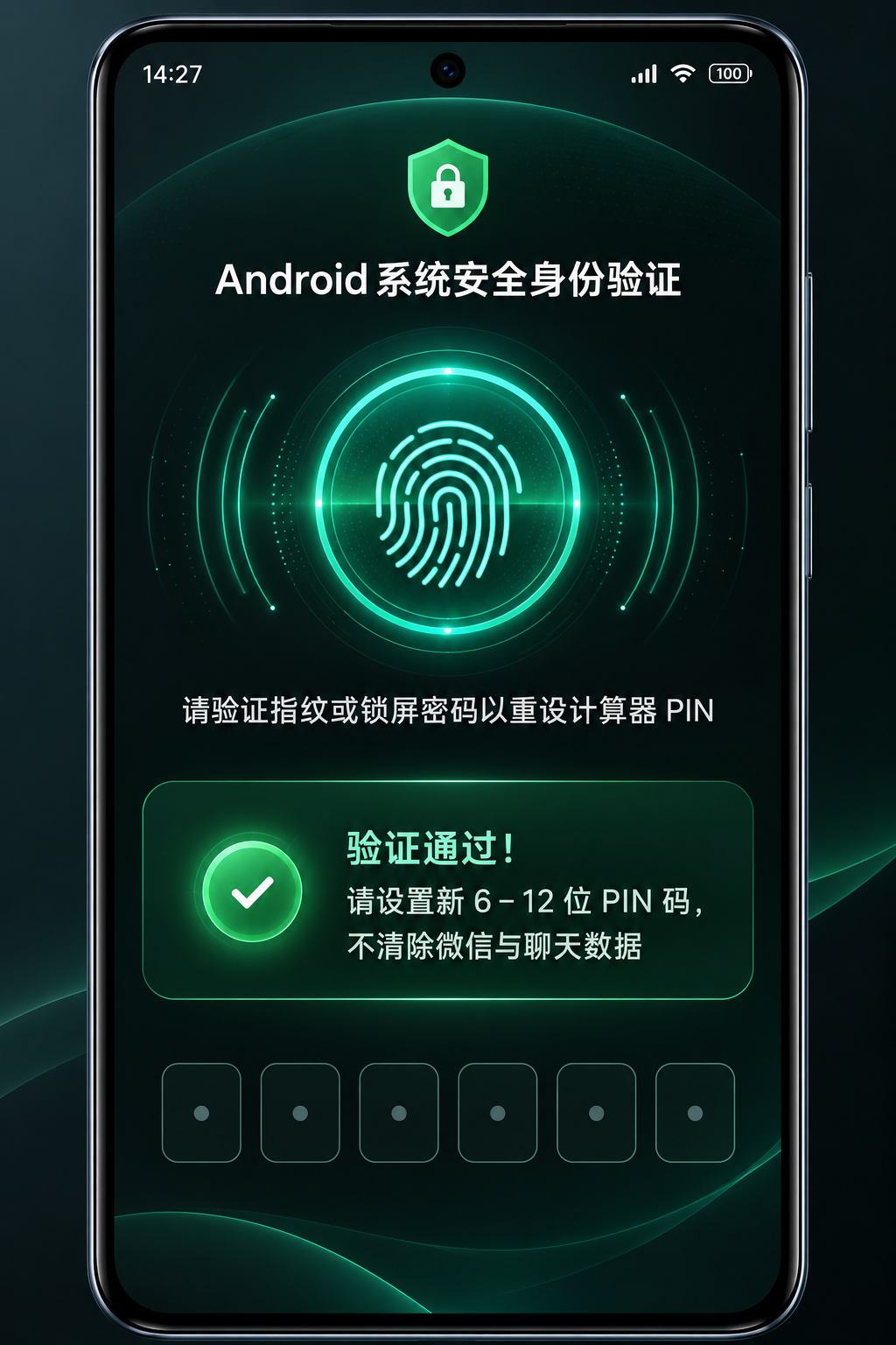 系统生物识别安全重置 PIN 图解